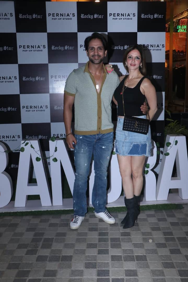 Sussanne Khan attended the store launch with beau Arslan Goni.