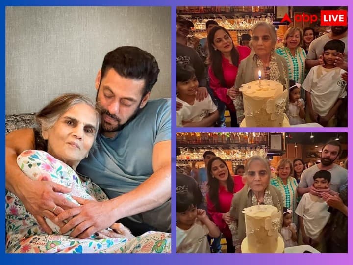 Salman Khan mother Salma Khan celebrated her 81st birthday with Helen and daughters Alvira and Arpita and son Sohail son in law Atul Agnihotri shared the video. अपनी सौतन Helen और बच्चों संग  Salman Khan की मां सलमा खान ने सेलिब्रेट किया बर्थडे, काटा थ्री टियर केक, दामाद अतुल ने वीडियो शेयर कर दिखाई झलक