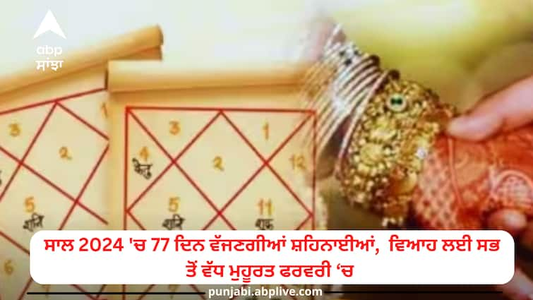 vivah-muhurat-2024-january-to-december-shubh-muhurat-77-tithi-for-hindu-marriage Vivah Muhurat 2024: ਸਾਲ 2024 'ਚ 77 ਦਿਨ ਵੱਜਣਗੀਆਂ ਸ਼ਹਿਨਾਈਆਂ,  ਵਿਆਹ ਲਈ ਸਭ ਤੋਂ ਵੱਧ ਮੁਹੂਰਤ ਫਰਵਰੀ ‘ਚ