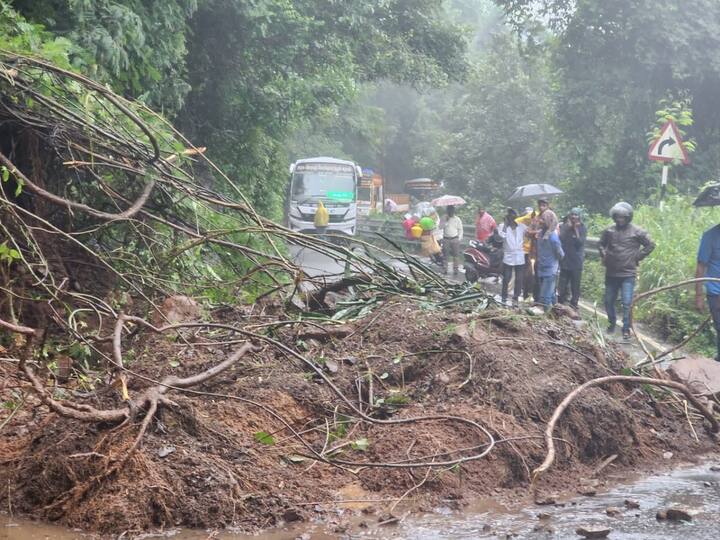 Traffic affected on Coonoor Mettupalayam road due to landslide குன்னூர் - மேட்டுப்பாளையம் சாலையில் மண் சரிவு! போக்குவரத்து கடும் பாதிப்பு!