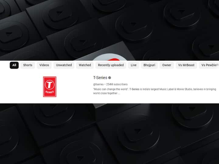 दुनियाभर में जिस यूट्यूब चैनल को सबसे ज्यादा लोगों ने सब्सक्राइब किया है वो है- T-Series. ये एक भारतीय चैनल है जिसके 254 मिलियन सब्सक्राइबर्स हैं. ये एक फिल्म निर्माता कंपनी है जो गाने भी रिकॉर्ड और डिस्ट्रीब्यूट भी करती है.