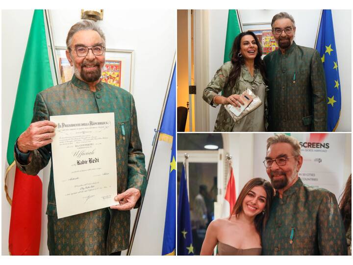 At the private ceremony overlooking the Gateway of India in Mumbai international actor Kabir Bedi was awarded the “Order of Merit of the Italian Republic,