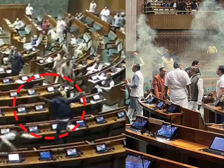 Lok Sabha Security Breach Two Young Men Jumped into House From Visitors Gallery Lok Sabha: கையில் புகை குண்டு; நாடாளுமன்றத்தில் அத்துமீறிய 4 பேர் கைது! என்ன நடந்தது..?