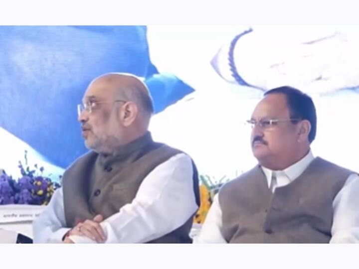 Amit Shah and BJP president JP Nadda were seen together at the event. (Image Source: X/@PTI)