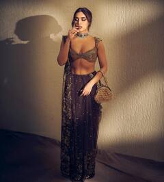 Bhumi Pednekar Pics: ભૂમિ પેડનેકરે સાડીમાં બતાવ્યું હોટ ફિગર, ડિપ નેક બ્લાઉઝમાં આપ્યા પોઝ