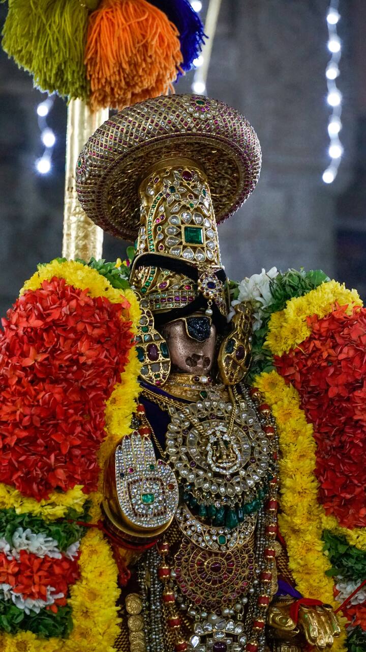 ஸ்ரீ ரங்கநாதர் பெருமாள் தங்க நகைகளால் ஜொலிக்கும் அலங்காரம்