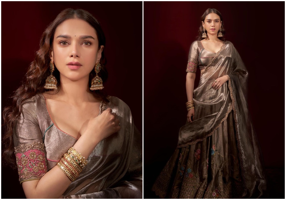 Aditi Rao Hydari looks breathtaking in a grey lehenga as she attends  Sharmin Segal and Aman Mehta's wedding reception. #aditiraohydari #... |  Instagram