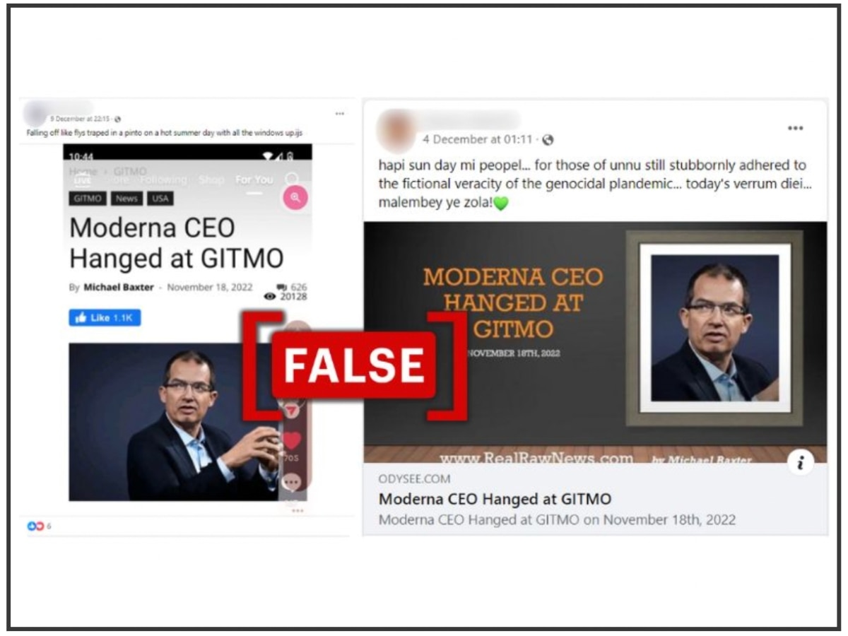 Fact Check: Viral Screenshot Claiming Moderna CEO Executed At Guantanamo Bay Is Fake News. Stéphane Bancel Is Alive