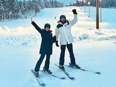 Varunlav Photos : ఆర్కిటిక్ సర్కిల్​లో వరుణ్-లావణ్య.. మంచులో స్కేట్ చేస్తున్న కొత్తజంట