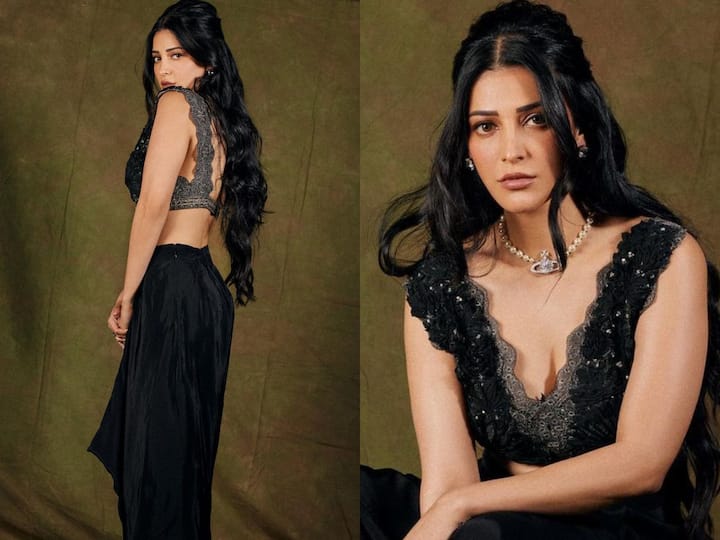 Shruti Haasan shared dazzling pictures of herself in a black co-ord set. Check out her look.