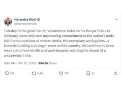 PM Modi, Other Leaders Pay Tribute To 'Iron Man Of India' Sardar Patel On 73rd Death Anniversary. IN PICS