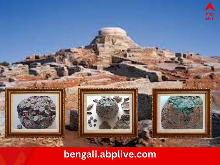 Coin stash from the time of Kushan Empire discovered from Buddhist Shrine at the Mohenjodaro ruin site in Pakistan Treasure Discovered in Pakistan: ঘড়াভর্তি মুদ্রার এক পিঠে রাজা, অন্য পিঠে শিব, পাকিস্তানের মহেঞ্জোদারোয় উদ্ধার কুষাণ যুগের ‘গুপ্তধন’