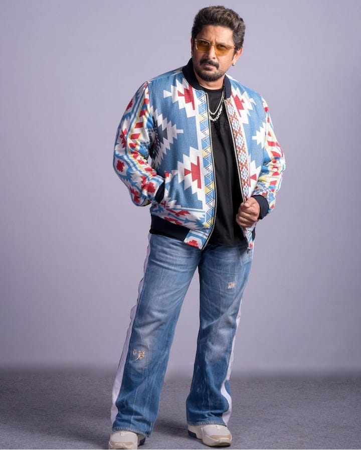 Arshad strikes a balance between boldness and sophistication with an Aztec print blue jacket, edgy denim and sunglasses. (Images Source: Instagram/@arshad_warsi)
