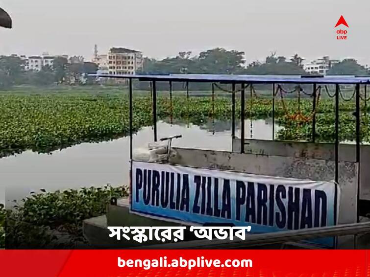 Machine for Shebh bandh clearing not used, People of Purulia are dissatisfied Purulia News: পড়ে পড়ে নষ্ট হচ্ছে ৩৫ লাখি মেশিন, কচুরিপানায় ভরেছে সাহেব বাঁধ; ক্ষোভ পুরুলিয়ায়