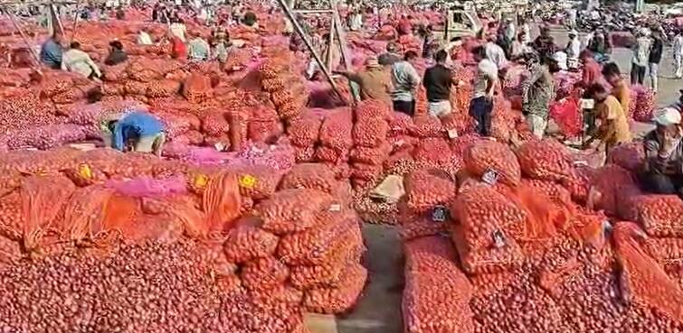 The central government lifted the ban on onion export Rajkot: ઘોડા છૂટી ગયા બાદ તબેલાને તાળા! 90 ટકા ડુંગળીનું વેચાણ કરી દીધા બાદ હવે કેન્દ્ર સરકારે ડુંગળીની નિકાસને છૂટ આપતા ખેડૂતોમાં રોષ