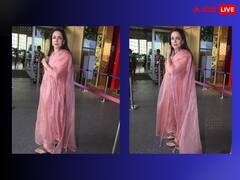 पीच कलर का सूट, माथे पर बिंदिया और हाथों में गोल्ड चूड़ियां पहने एयरपोर्ट पर स्पॉट हुईं Hema Malini , जुल्फें लहराती हुईं 'ड्रीम गर्ल' लगीं बला की खूबसूरत, तस्वीरें हो रहीं वायरल