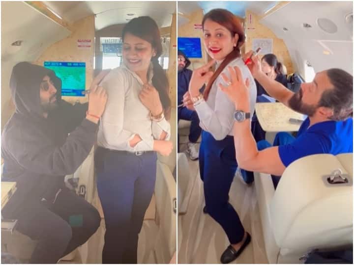 Animal star Ranbir kapoor bobby deol rashmika mandanna sign on flight attendants t shirt video viral Video: एनिमल कास्ट को लेकर फीमेल फैन में दिखी गजब की दिवानगी, टी-शर्ट पर रणबीर, बॉबी और रश्मिका ने लिखा अपना नाम