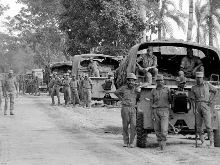 Saturday marks the 52nd 'Vijay Diwas', the commemoration of India's victory over Pakistan in the Bangladesh Liberation War of 1971. This image of soldiers and army trucks was taken on June 13, 1971, around 6 months before of the actual war began. (Image Source: Getty)
