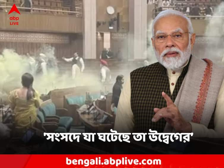 PM Narendra Modi calls Parliament security breach incident unfortunate, worrisome PM Modi: 'সংসদে যা ঘটেছে তা উদ্বেগের', স্মোক বম্ব হামলা নিয়ে মুখ খুললেন মোদি