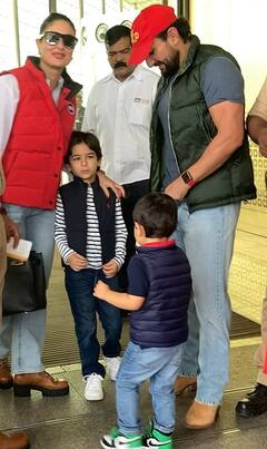 Pics: क्रिसमस मानने बच्चों संग वेकेशन पर निकले Saif-Kareena, बड़े भाई Taimur का हाथ थामे एयरपोर्ट पहुंचे जेह बाबा