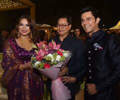 Randeep Hooda-Lin Laishram Reception Pics: Kiren Rijiju, Suresh Raina And Others Pose With The Newlyweds