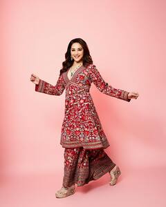 Madhuri Dixit Dons Red Ethnic Attire; Check Out All Pics