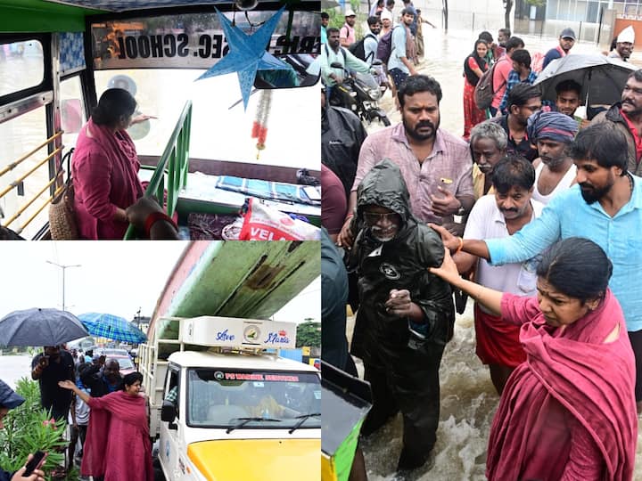 MP Kanimozhi Rescue : கனமழையால் பாதிக்கப்பட்ட மக்களை மீட்கும் பணியில் எம்.பி கனிமொழி கருணாநிதி ஈடுபட்டுள்ளார்.