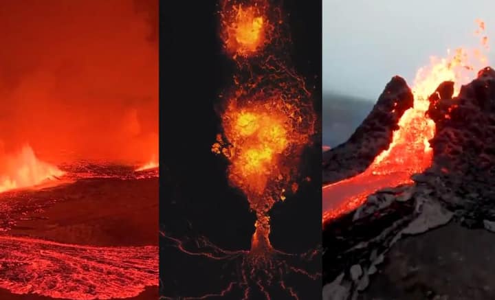 Iceland Lava Flow: কয়েক মাস ধরে পরিস্থিতি সঙ্কটজনক। গত দু'সপ্তাহে বাড়ল সঙ্কট। ছবি: ভিডিও ফুটেজ থেকে সংগৃহীত।