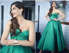 sonam kapoor Photo: ઓફ શોલ્ડર ગ્રીન ડ્રેસમાં ગોર્જિયસ લાગી સોનમ કપૂર