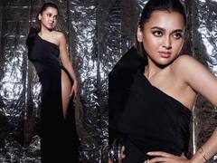 Tejasswi Prakash's Mesmerising Look In A Black Gown With Daring Slit; PICS