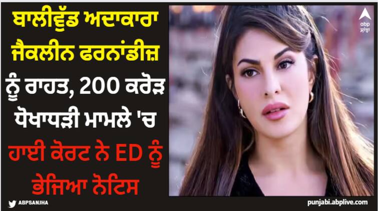 jacqueline-fernandes-case-delhi-high-court-issued-notice-to-enforcement-directorate-money-laundering-case Jacqueline Fernandez: ਬਾਲੀਵੁੱਡ ਅਦਾਕਾਰਾ ਜੈਕਲੀਨ ਫਰਨਾਂਡੀਜ਼ ਨੂੰ ਰਾਹਤ, 200 ਕਰੋੜ ਧੋਖਾਧੜੀ ਮਾਮਲੇ 'ਚ ਹਾਈ ਕੋਰਟ ਨੇ ED ਨੂੰ ਭੇਜਿਆ ਨੋਟਿਸ