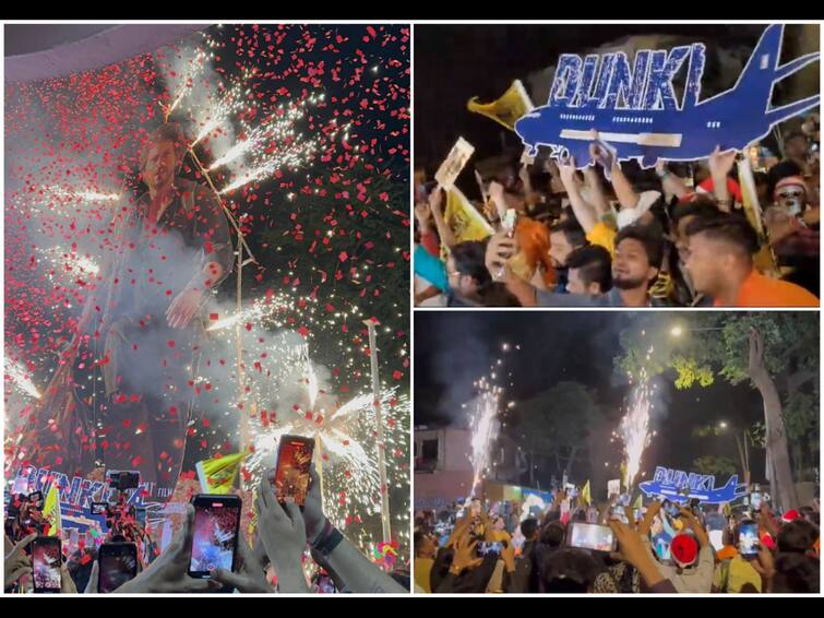 Dunki: Shah Rukh Khan Fans Kick Off 1st Show At Gaiety Galaxy With Dhols, Fireworks; Actor Says 'Thank You' Dunki: SRK Fans Kick Off 1st Show At Gaiety Galaxy With Dhols, Fireworks; Actor Says 'Thank You'