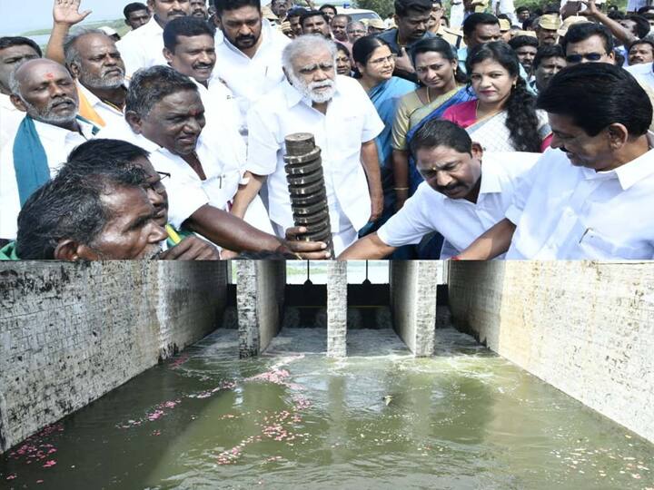 Water was released in 58 villages project canal from Vaigai dam, Theni district. தேனி: வைகை அணையிலிருந்து 58 கிராமங்கள் திட்ட கால்வாயில் தண்ணீர் திறப்பு