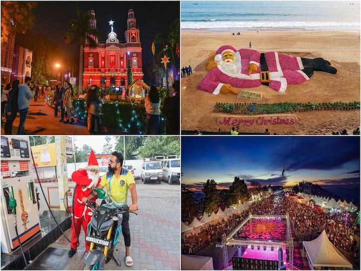 People light candles at Churches on the eve of Christmas while executives can be seen donning Santa's attire as India prepares for joyful celebrations.