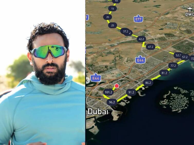 Bengaluru man runs 104Km barefoot  to raise awareness for climate change  in Dubai Dubai: அச்சச்சோ.. துபாயில் வெறும் காலுடன் 104 கி.மீ., ஓடிய பெங்களூருக்காரர்.. என்ன காரணம் தெரியுமா?