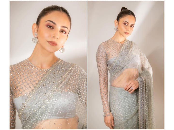Rakul Preet Singh is wowing fans with her stunning look in a sheer saree.
