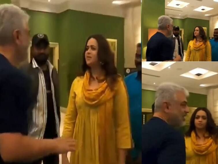 Ajithkumar: “லேட்டா வந்ததுக்கு சாரி” - அஜர்பைஜானில் பிரபல ஹீரோயினிடம் மன்னிப்பு கேட்ட அஜித்..! actor Ajithkumar meets Actress Bhavana in Vida muyarchi Shooting spot Ajithkumar: “லேட்டா வந்ததுக்கு சாரி” - அஜர்பைஜானில் பிரபல ஹீரோயினிடம் மன்னிப்பு கேட்ட அஜித்..!