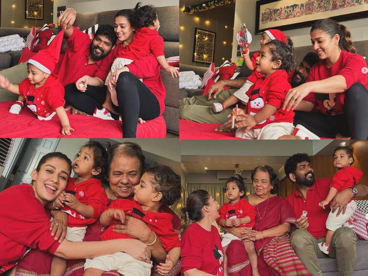 Nayanthara Christmas Celebration with kids and vignesh shivan photos Nayanthara Christmas Celebration: குழந்தைகளுடன் கியூட் போஸ் - உயிர், உலகுடன் கிறிஸ்துமஸ் கொண்டாடிய நயன்-விக்கி ஜோடி