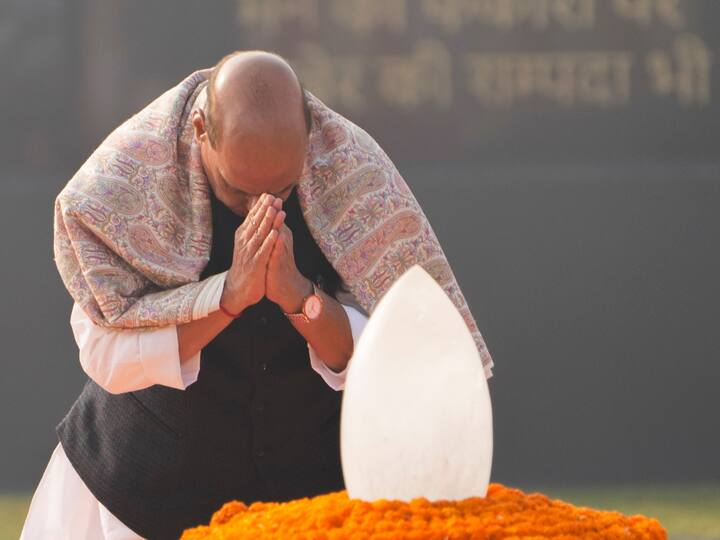 Union Defence Minister Rajnath Singh also paid floral tribute to Atal Bihari Vajpayee. (Image Source: PTI)