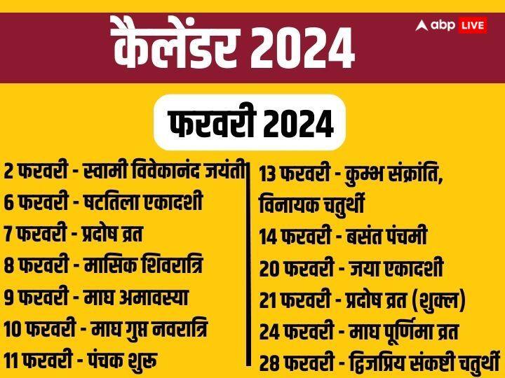 फरवरी 2024 के व्रत त्योहार