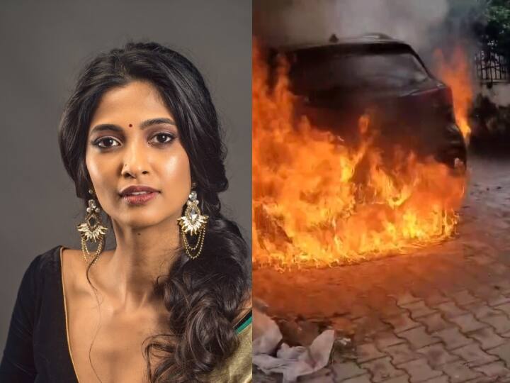 actress keerthi pandian slams rajeev chaba after her neighbour electric car catches fire Keerthi Pandian: தீப்பற்றி எரிந்த மின்சார கார்.. சரமாரியாகத் திட்டி கீர்த்தி பாண்டியன் பதிவு.. கார் கம்பெனி தந்த விளக்கம்..