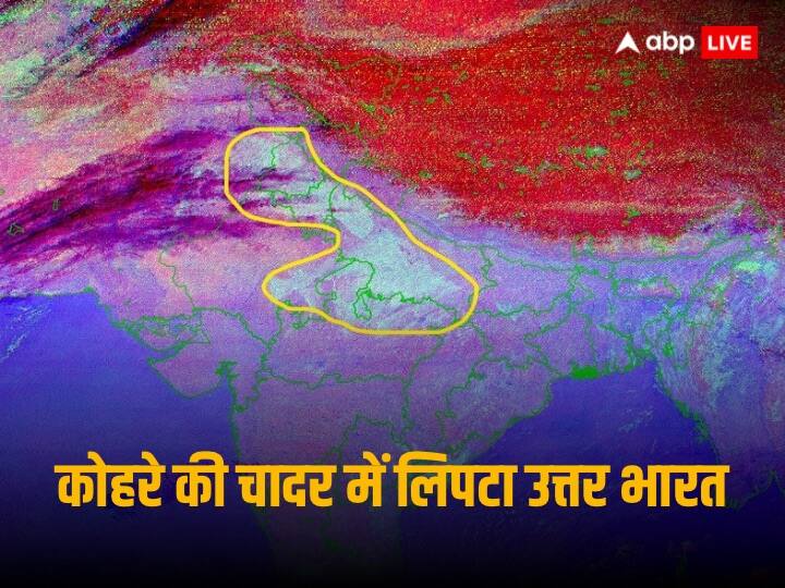 IMD Weather Update Fog can be seen over Punjab Haryana Delhi Uttar Pradesh and North Madhya Pradesh IMD Weather Update: कोहरे की सफेद चादर में लिपटा उत्तर भारत, सेटेलाइट इमेज में दिखा नजारा, आप भी देखें