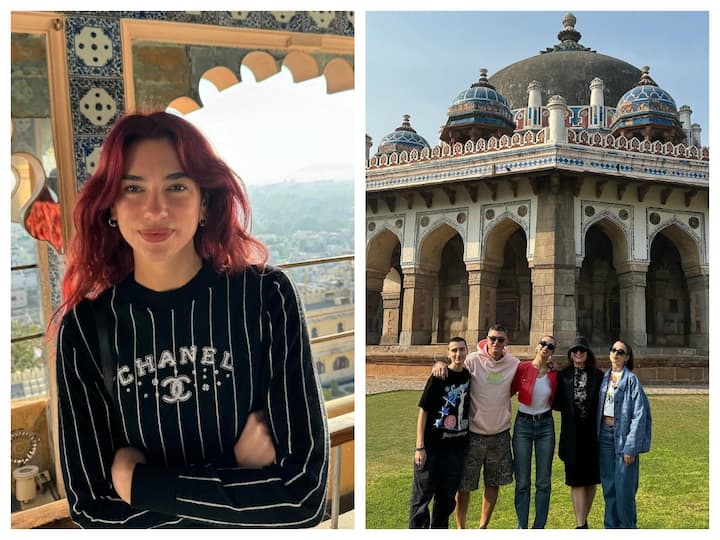 Pop singer Dua Lipa, who is on a vacation in India, on Tuesday visited the Humayun's Tomb and Bangla Sahib Gurdwara along with her family.