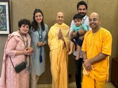 Kajal Agarwal : குடும்பத்துடன் குருஜியை சந்தித்து ஆசீர்வாதம் பெற்ற காஜல் அகர்வால்!