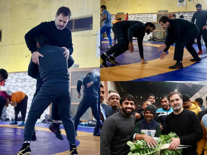 Rahul Gandhi Photos : இந்திய மல்யுத்த வீரர்களை சந்தித்து விளையாடிய போது எடுக்கப்பட்ட புகைப்படங்களை ராகுல் காந்தி பதிவிட்டுள்ளார்.