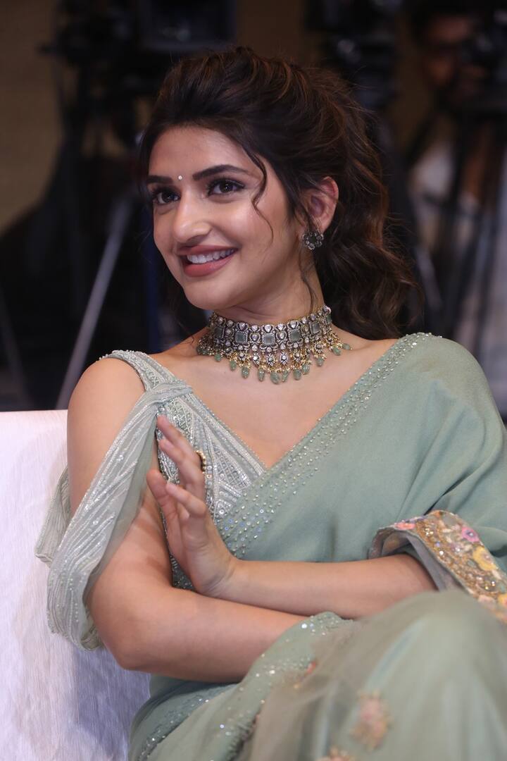 చీరకు తగ్గ డిజైనర్ బ్లౌజ్ ధరించి.. దానికి సెట్​ అయ్యే జ్యూవెలరీతో బాగా మెరిసింది. చీరకట్టులో పోనీటైల్​ వేసుకుని ట్రెండీగా కనిపించింది.