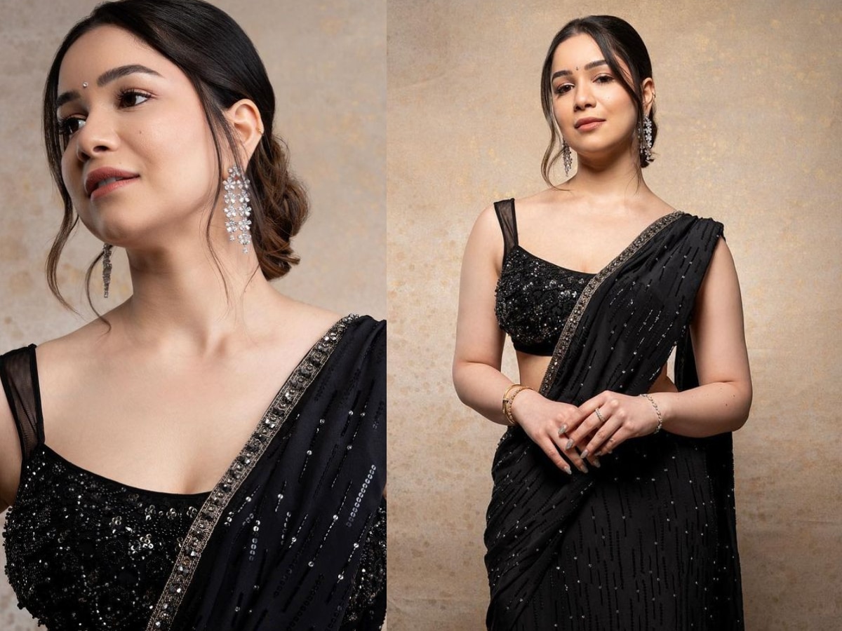 Actress Ayesha beautiful stills in black saree - South Indian Actress |  Unique blouse designs, Stylish blouse design, Black saree