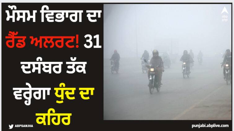 punjab weather today imd issues alert dense fog to remain in punjab till december 31 Weather Update: ਮੌਸਮ ਵਿਭਾਗ ਦਾ ਰੈੱਡ ਅਲਰਟ! 31 ਦਸੰਬਰ ਤੱਕ ਵਰ੍ਹੇਗਾ ਧੁੰਦ ਦਾ ਕਹਿਰ 