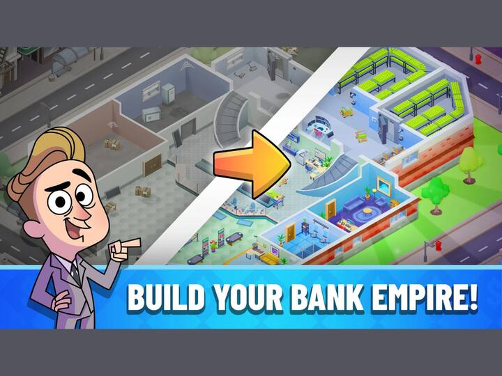 10. Idle Bank Tycoon: Money Empire is a strategy game in which you will manage your own banks to get rich. You will be in control of setting up your bank the way you want and attracting customers. The 3-D view in this game makes the game feel a bit more alive. It is a fun game to play in your leisure time. (Image Source: Kolbiri Games)