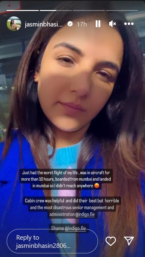 Jasmin Bhasin Talks About 'Worst Flight Of Her Life' On Instagram After A 10 Hour Delay From Mumbai To Jammu